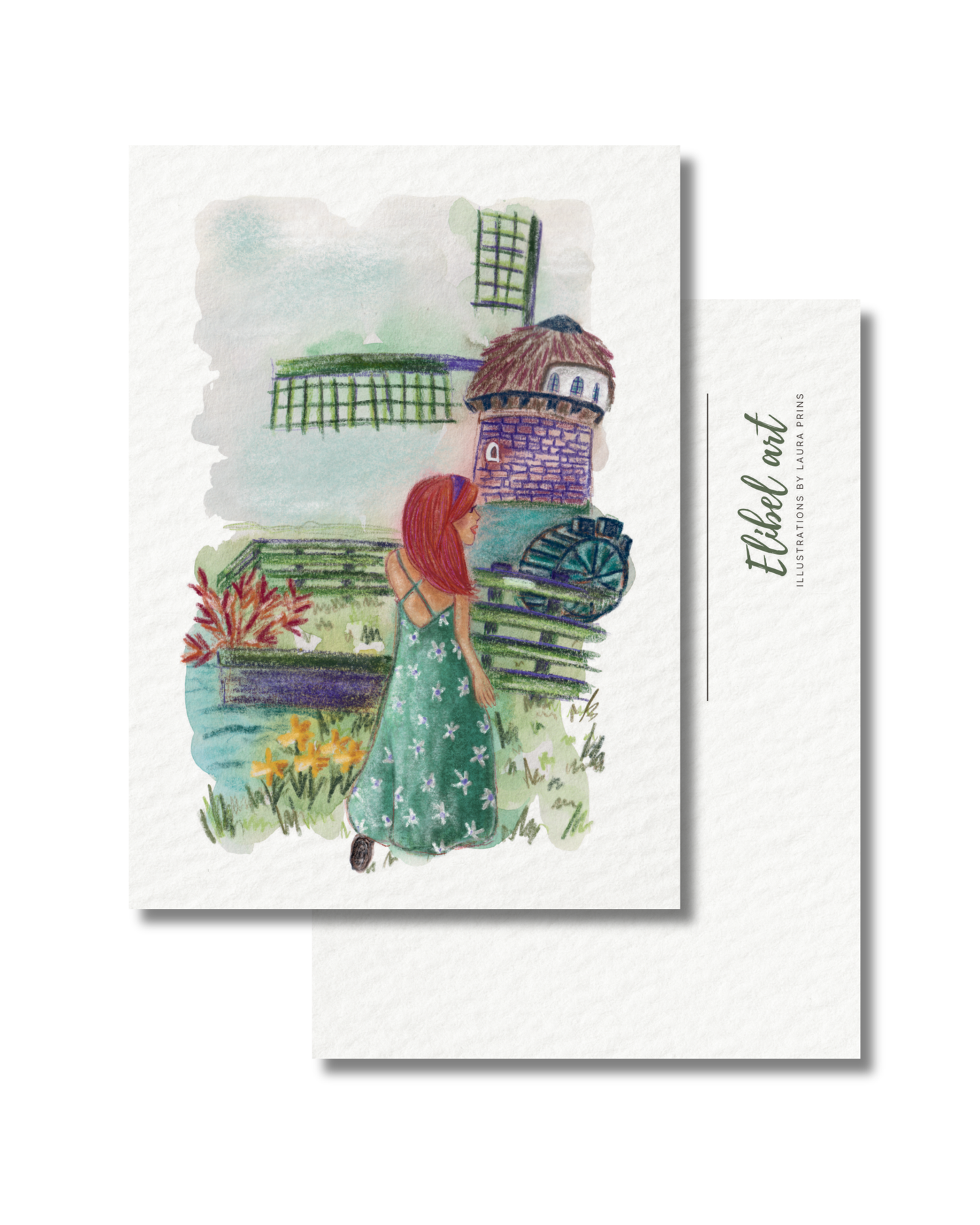 Ansichtkaart Meisje bij de Molen