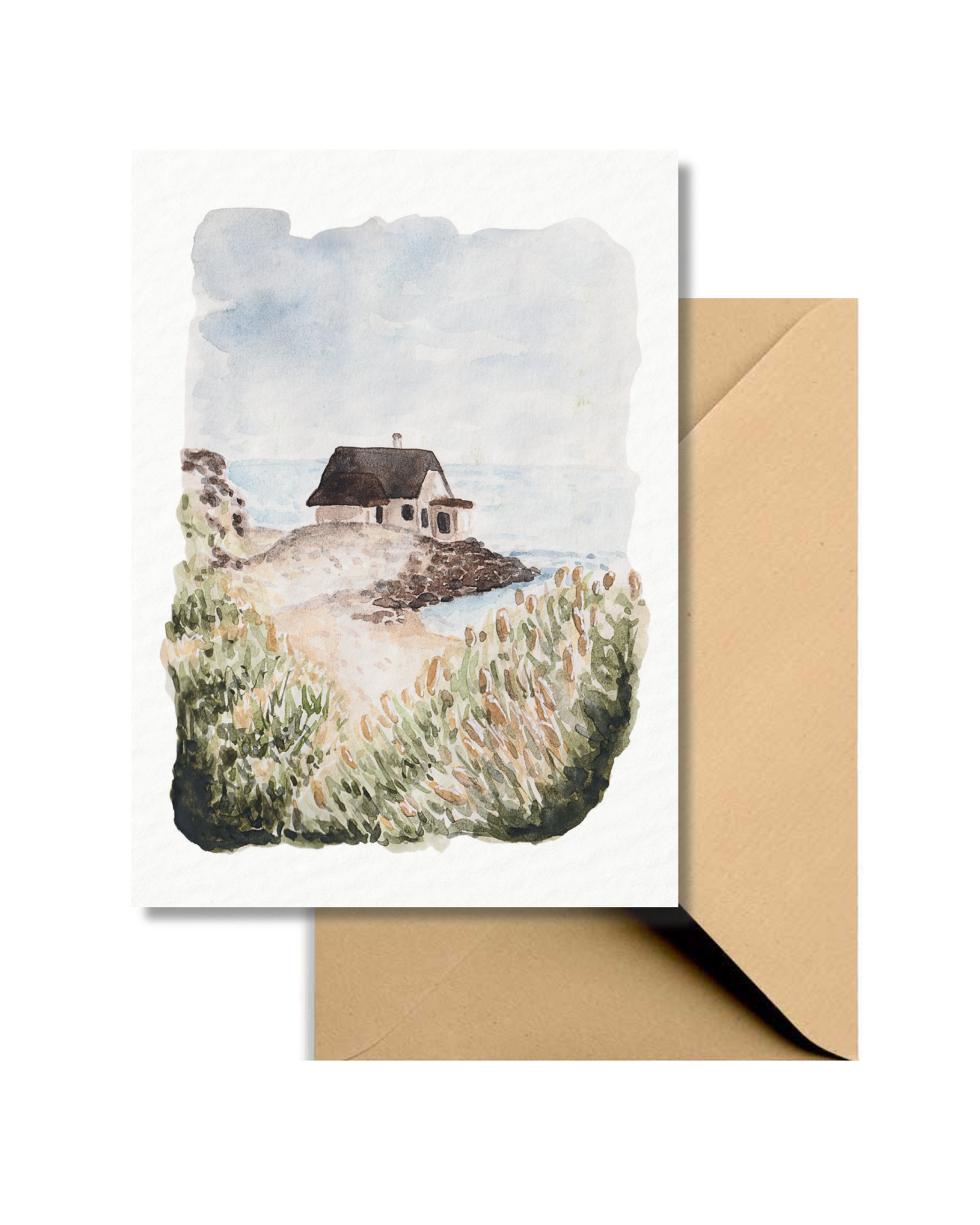 Wenskaart Huisje op het strand