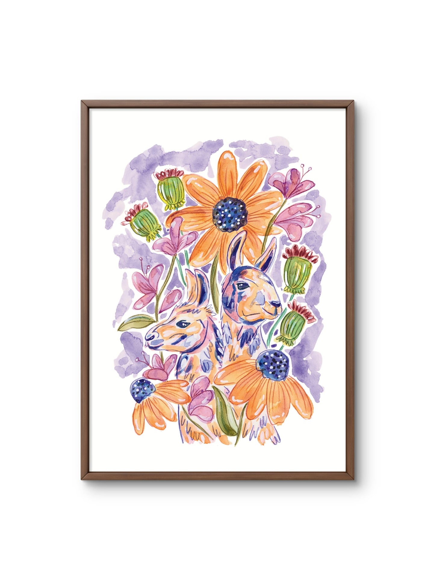 Poster Lama’s en Bloemenpret