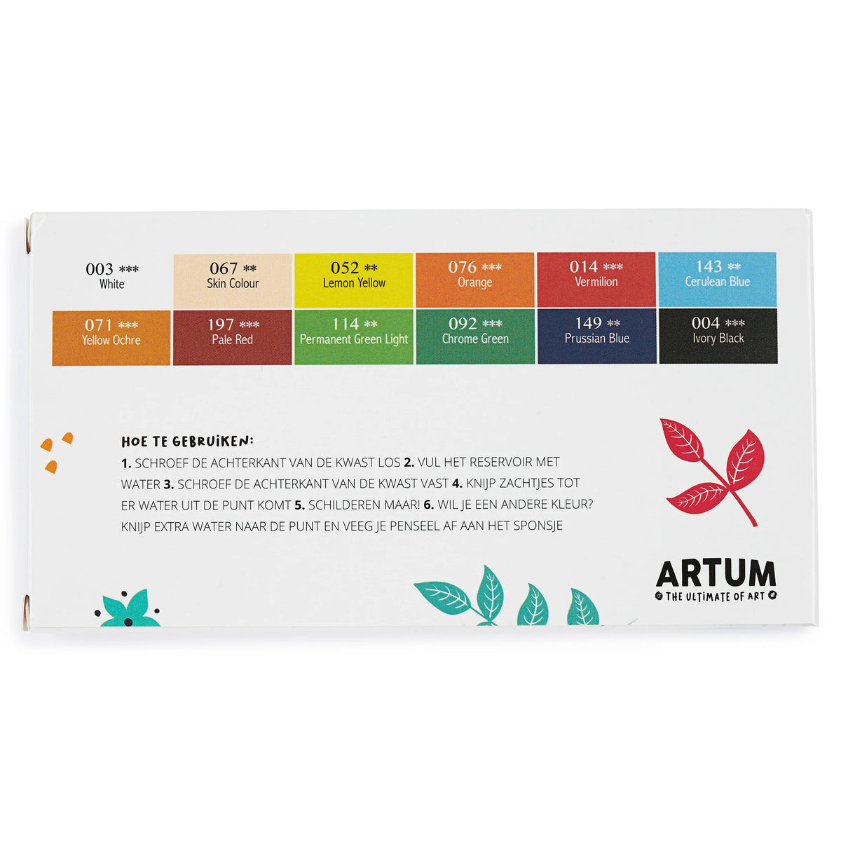 Aquarelverf – set van 12 kleuren