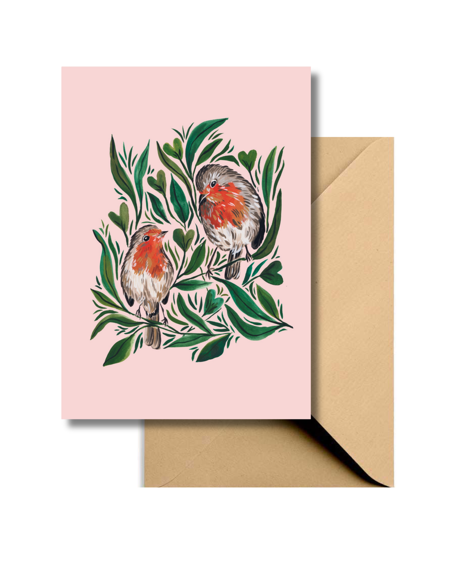 Wenskaart Botanische Roodborstjes