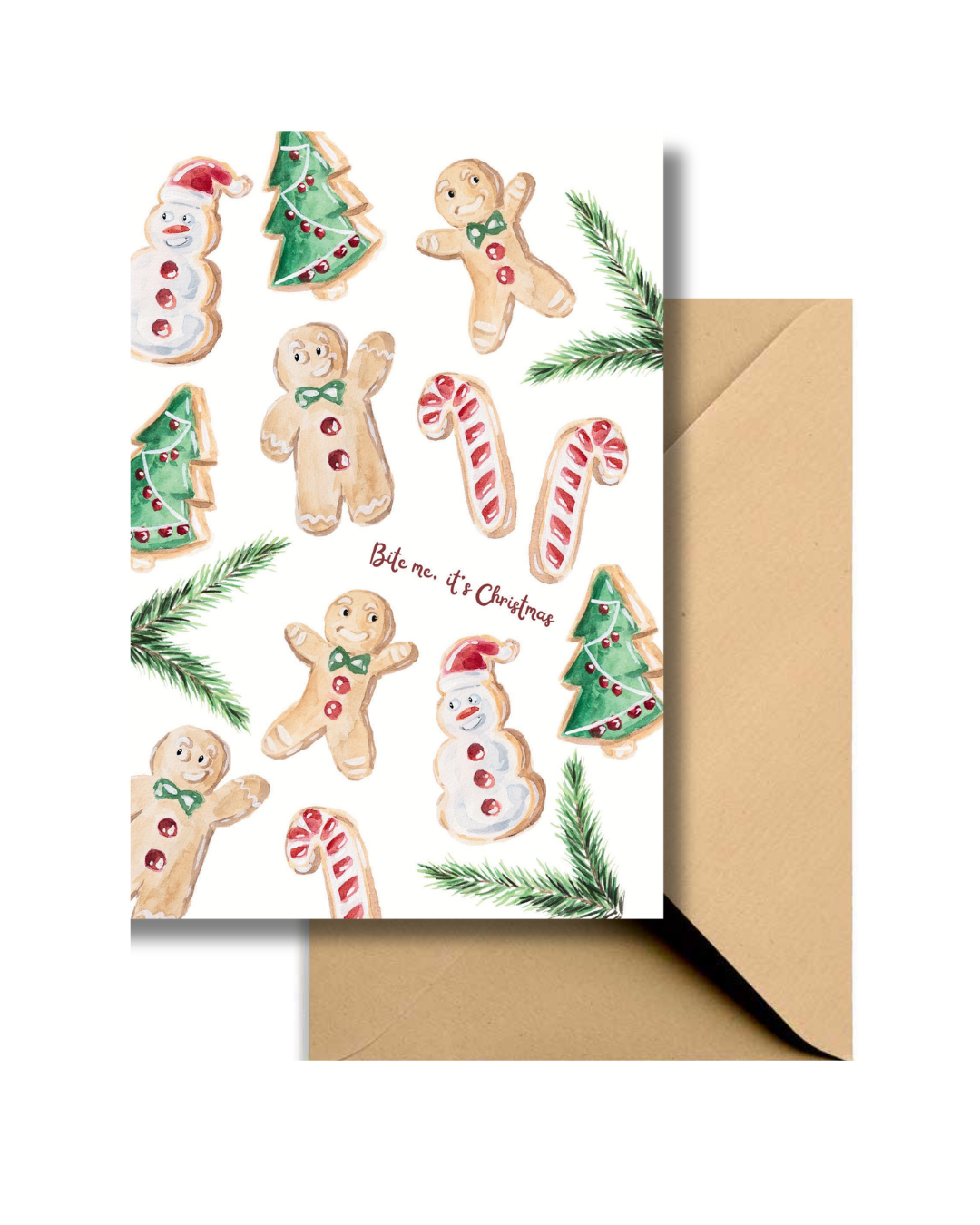 Kerstkaart Kerstkoekjes - Aquarel