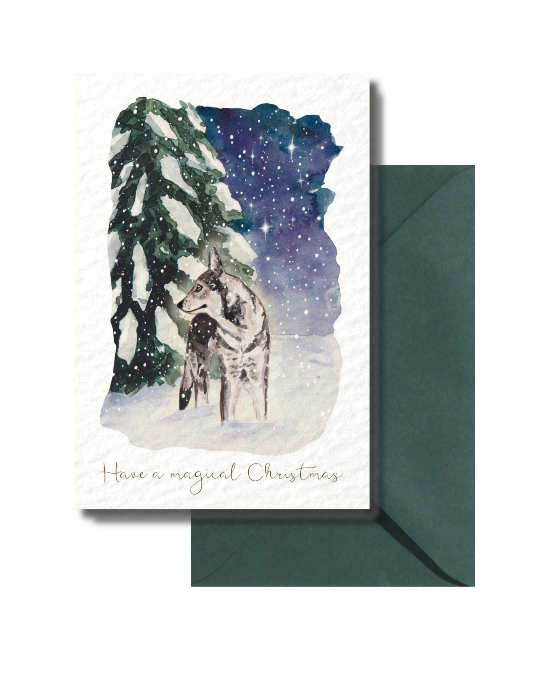 Set van 5 Kerstkaarten – Magische Winterdieren