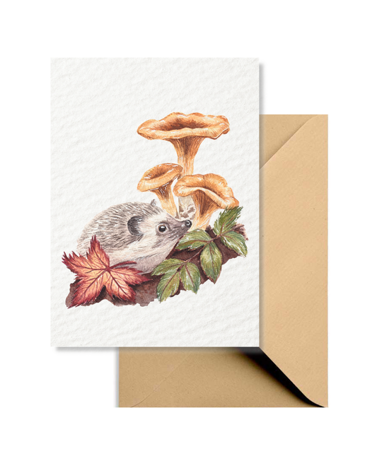 Wenskaart Egel & Paddenstoelen