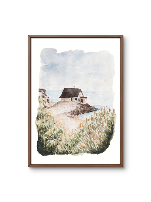 Poster Huisje op het strand